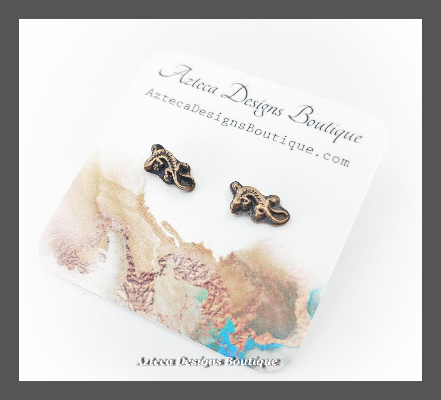 Bronze Lizard + Sterling Silver Post Earrings