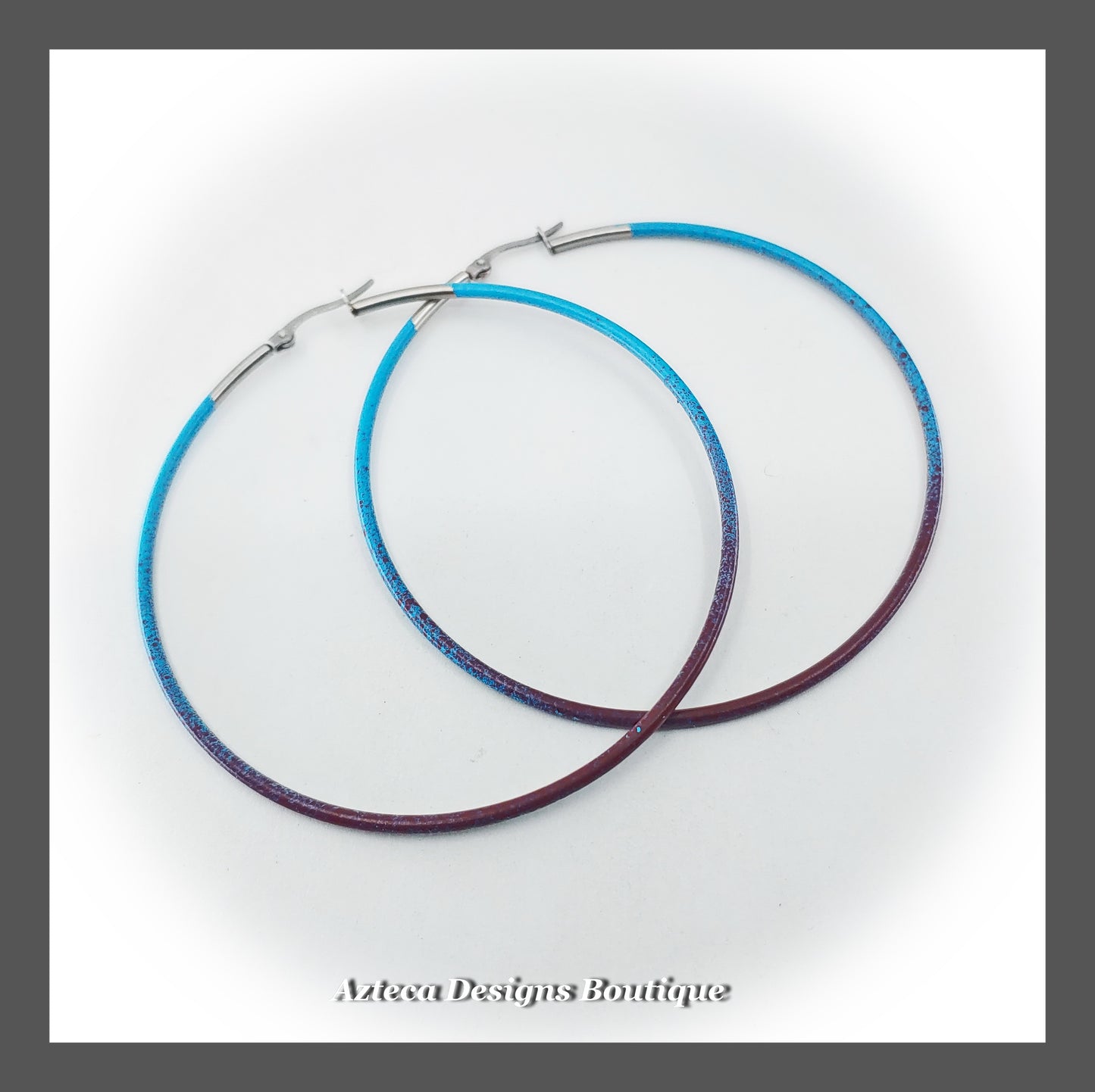 Colorful LARGE Stainless Steel Hoop Earrings + Teal Burgundy