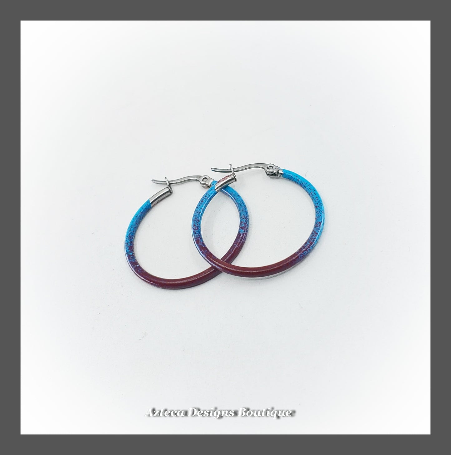 Colorful SMALL Stainless Steel Hoop Earrings + Teal Burgundy