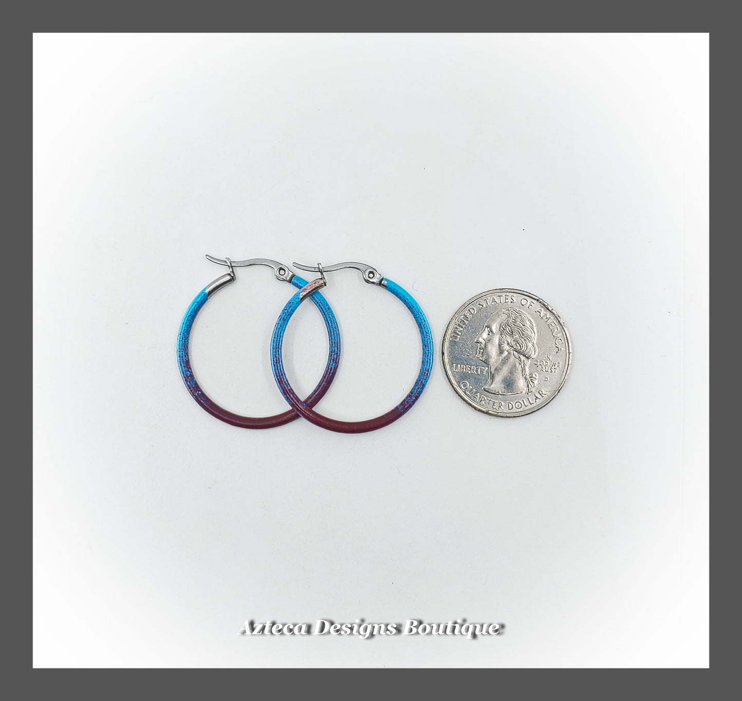 Colorful SMALL Stainless Steel Hoop Earrings + Teal Burgundy