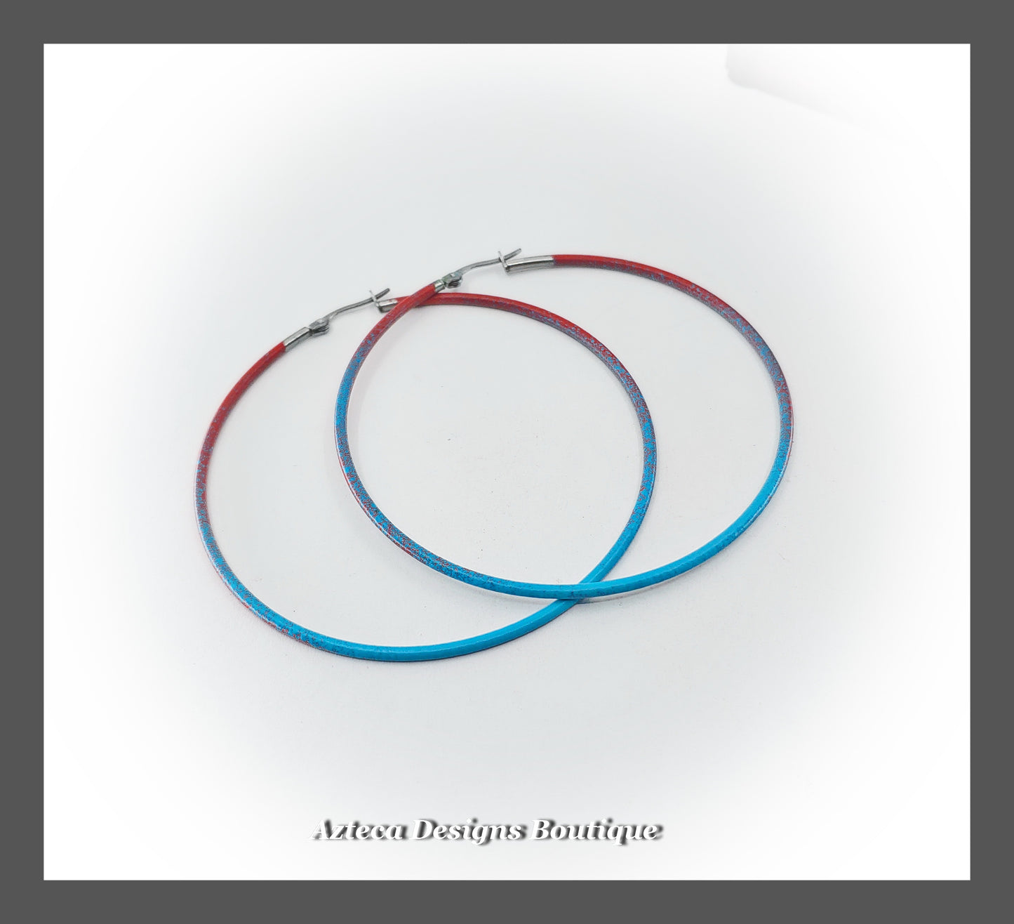 Colorful LARGE Stainless Steel Hoop Earrings + RED TEAL