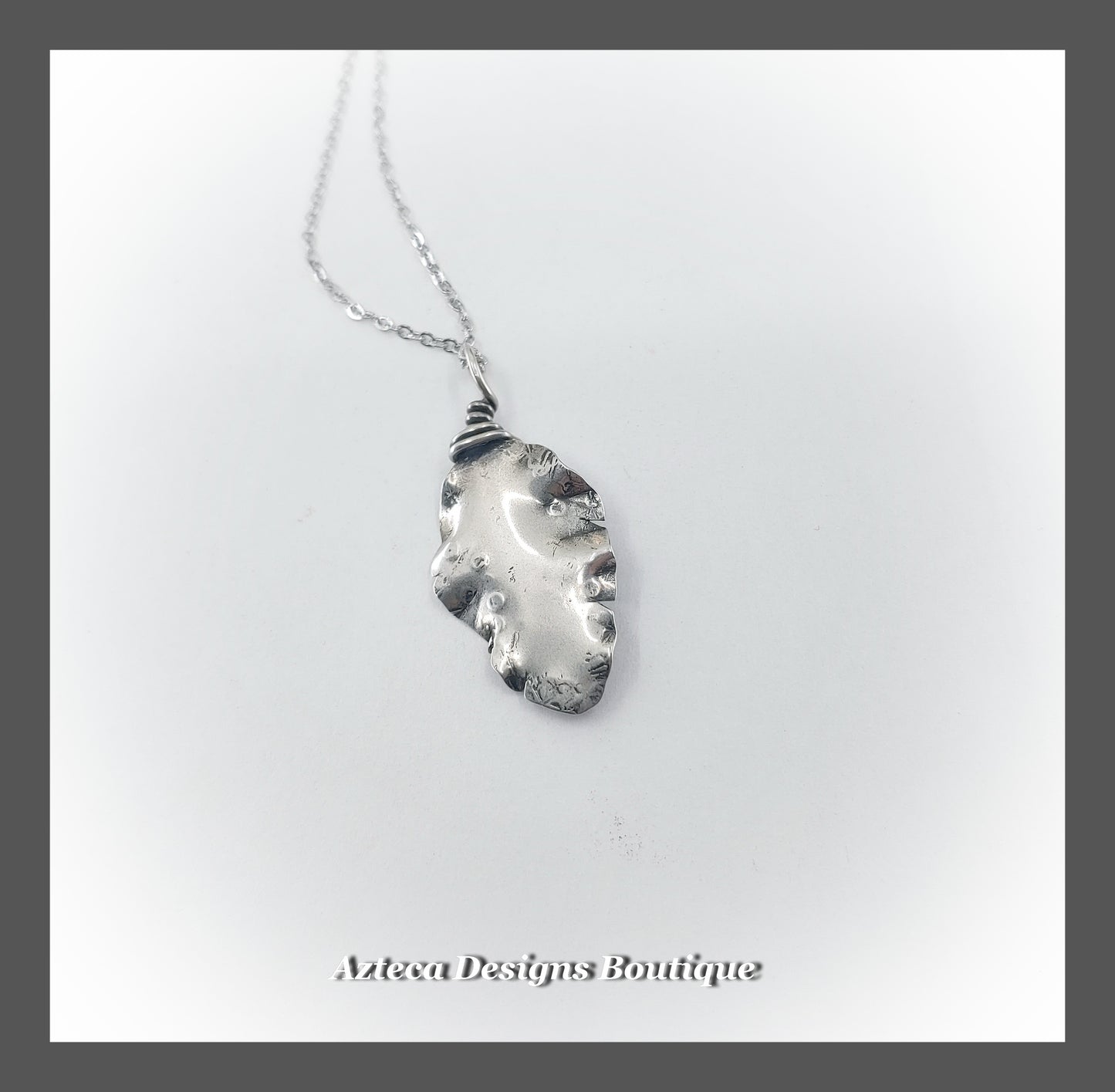 Hand Fabricated Sterling Silver Feather Necklace + Fossilized Tree Resin