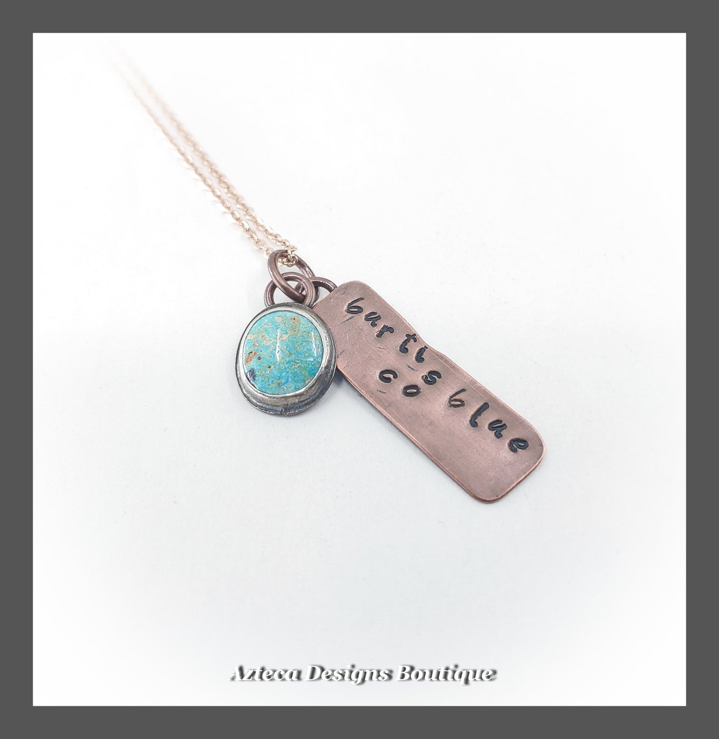 RESERVED FOR SUE Burtis Blue Turquoise + Copper +  Stainless Steel Specimen Necklace