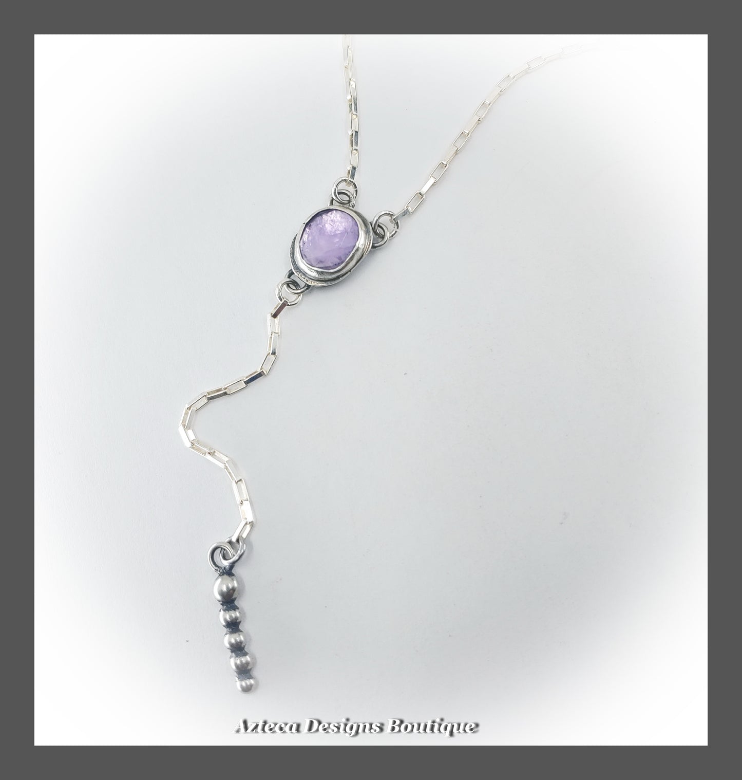 Pink Amethyst Silver Y Necklace