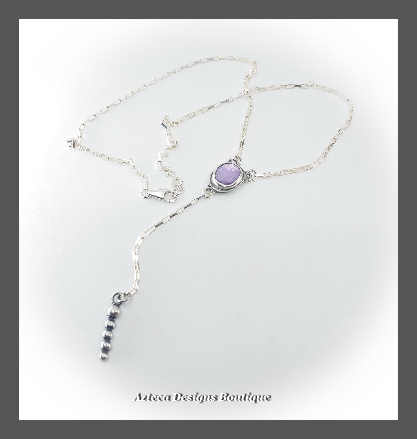 Pink Amethyst Silver Y Necklace