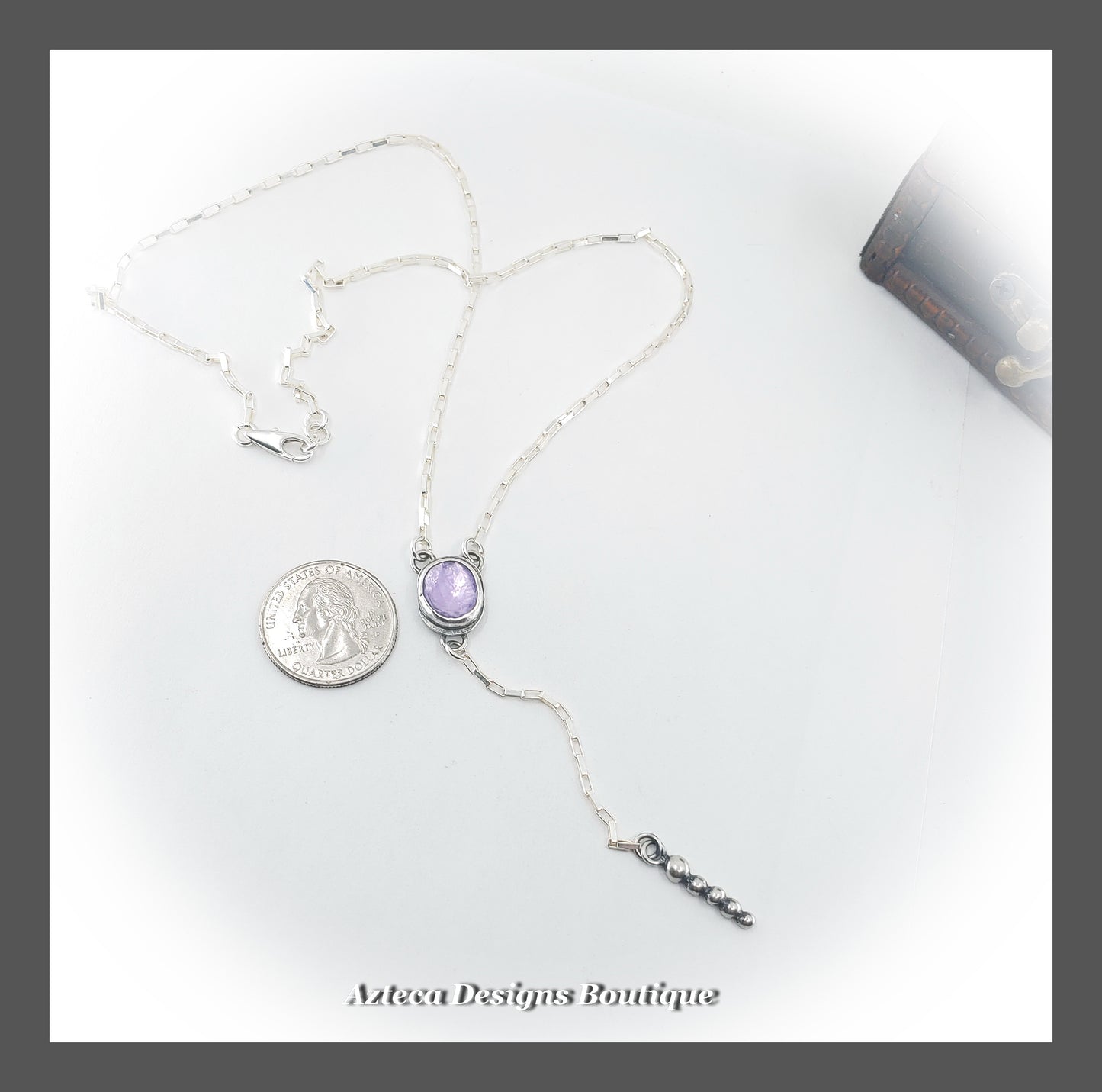 Pink Amethyst Silver Y Necklace