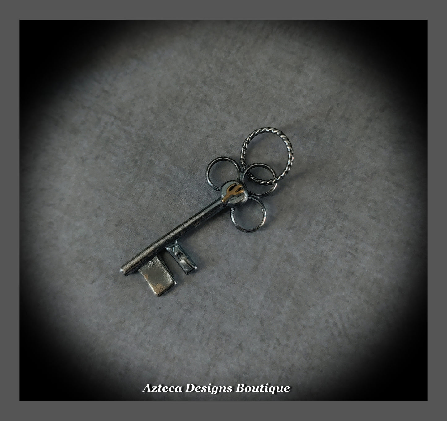 Cactus Key Pendant + Hand Fabricated Argentium Silver + Blackened Finish