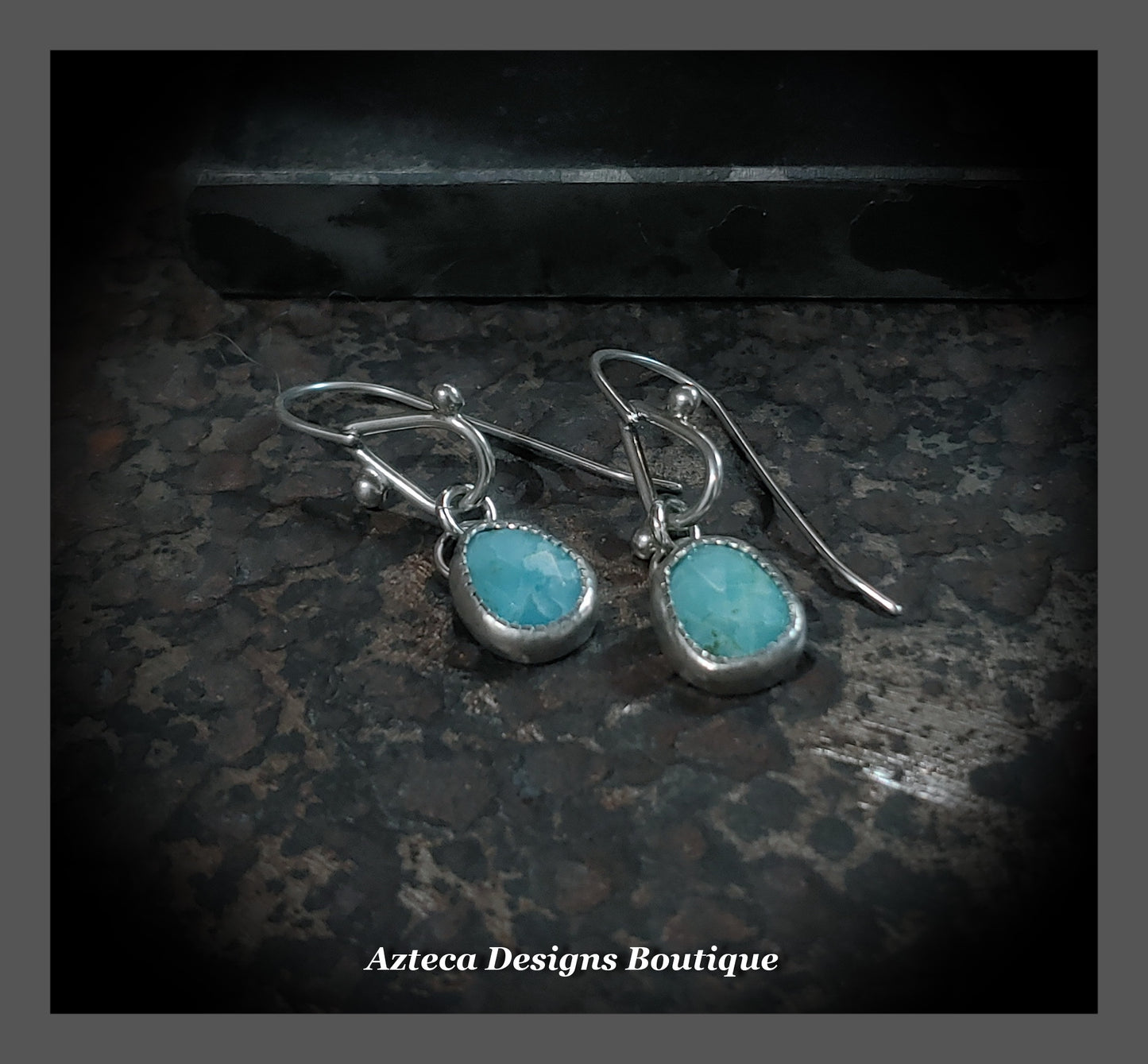 Rosecut Hemimorphite + Argentium Silver + Hand Fabricated Drop Earrings