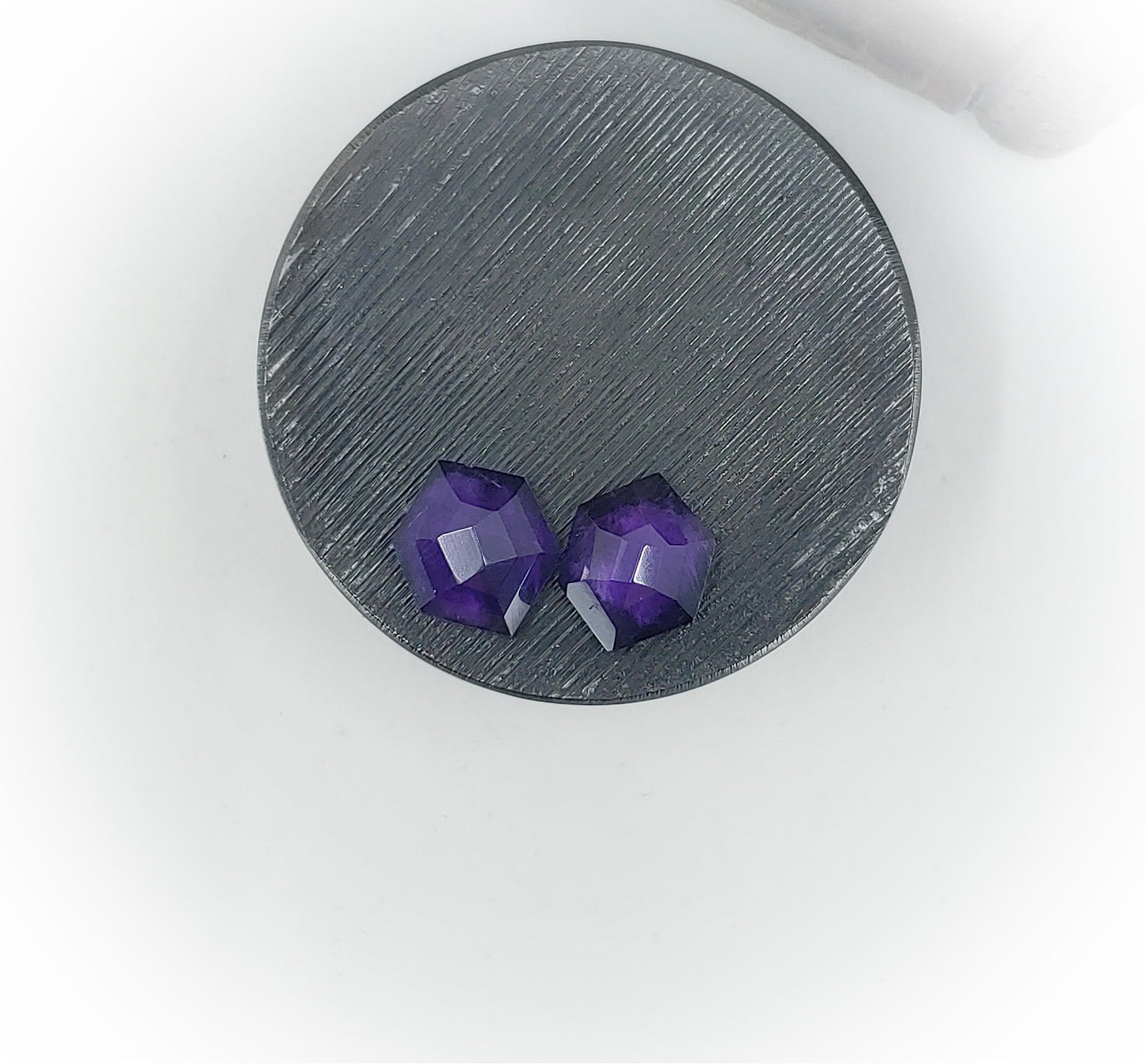 Amethyst Cabochon Pair + Step Cut + Flat Back