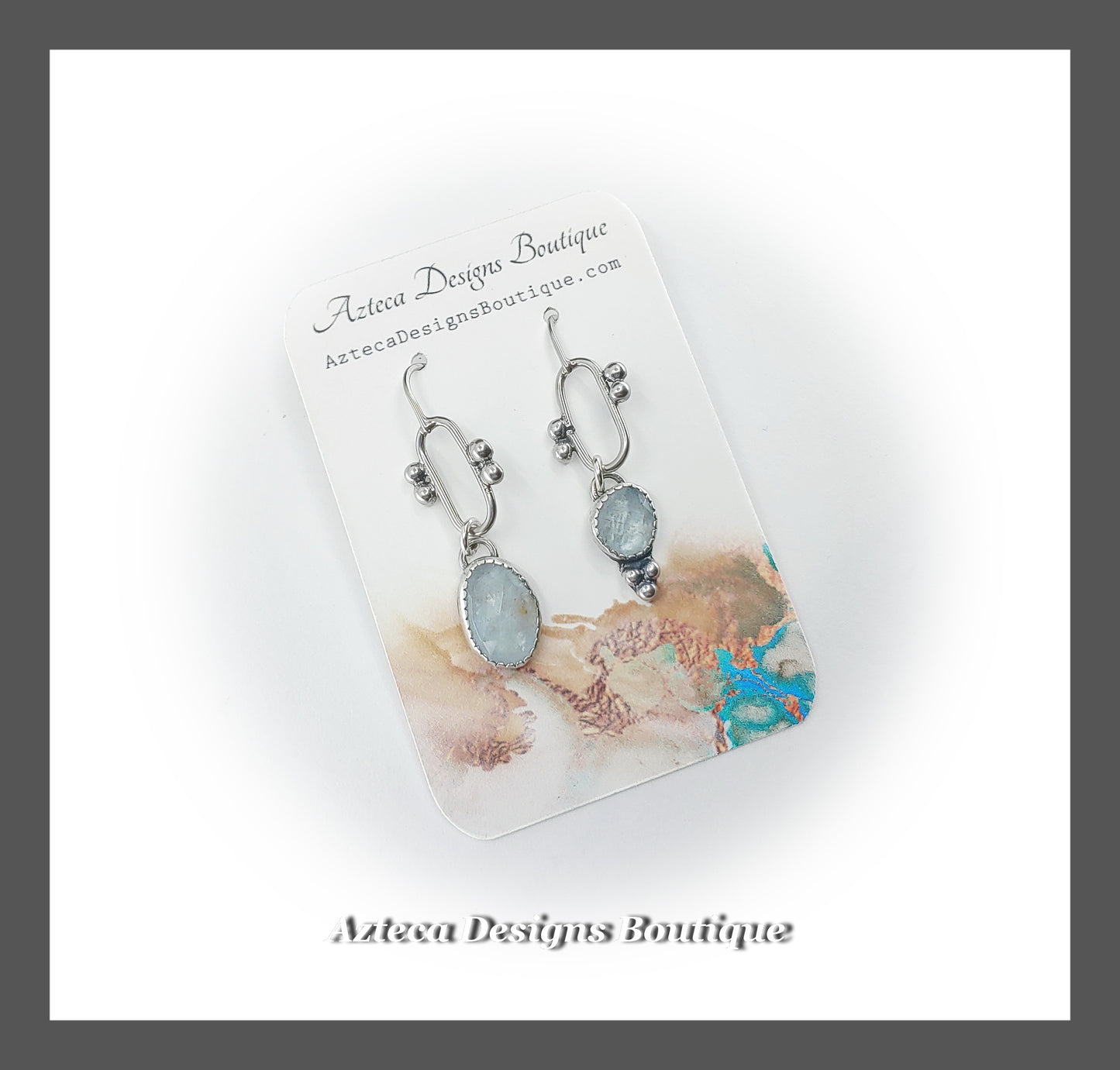 Aquamarine + Argentium Silver + Asymmetrical Hand Fabricated Earrings